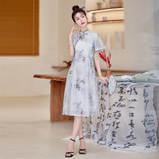 新中式连衣裙2024新款女装夏季超好看连身裙高端精致气质旗袍裙子，女装连衣裙，利佳可人