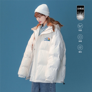 白鸭绒中性风22冬季新款潮流印花连帽羽绒服YR132P225控298图片