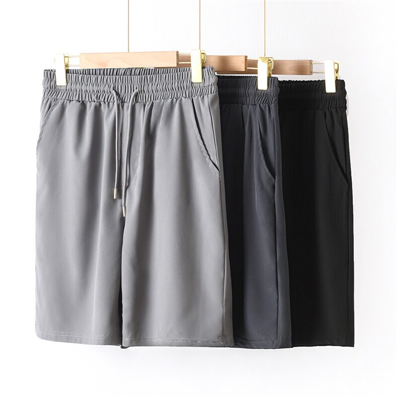 抖音得物二开夏季冰感透气速干轻薄舒适简约纯色休闲冰丝短裤，男装休闲裤，电商A486-1