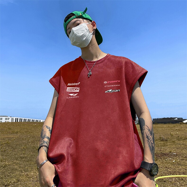 量大优供视频得物直播品230克夏季麂皮绒背心无袖T恤BJ322,男装T恤,电商A486