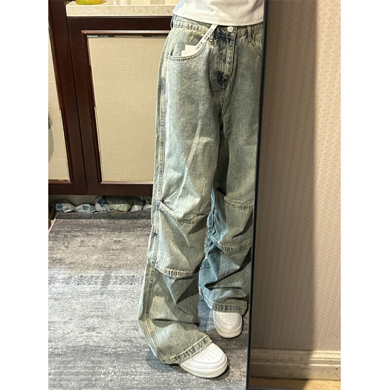 【有货】美式复古牛仔裤男宽松直筒阔腿裤设计感NZ09LL-特P50,男装牛仔裤,星座1007（原301D）