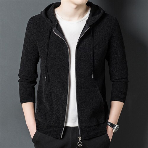 秋冬新款毛衣中年男士连帽针织开衫外套厚款毛衣男装BYH010-P165，男装针织衫/毛衣，电商B212（原钱塘6029）