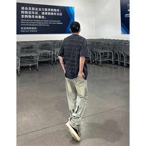 B221 美式ins高街暗黑系小众拉链直筒牛仔裤 LK23073-P65 控88图片