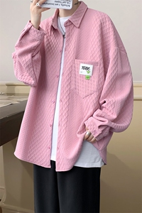 2025春季衬衫男新款提花港风宽松大码长袖衬衣CS027-P45图片