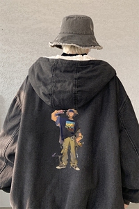 控价158牛仔棉衣男大码加绒羊羔绒牛仔棉服男棉袄 NM53419-P140图片