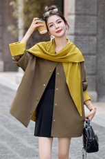 现货。现货。现货2025年秋季短外套休闲披肩围巾新款短风衣，女装短外套，艾仟回(原伊仟回)