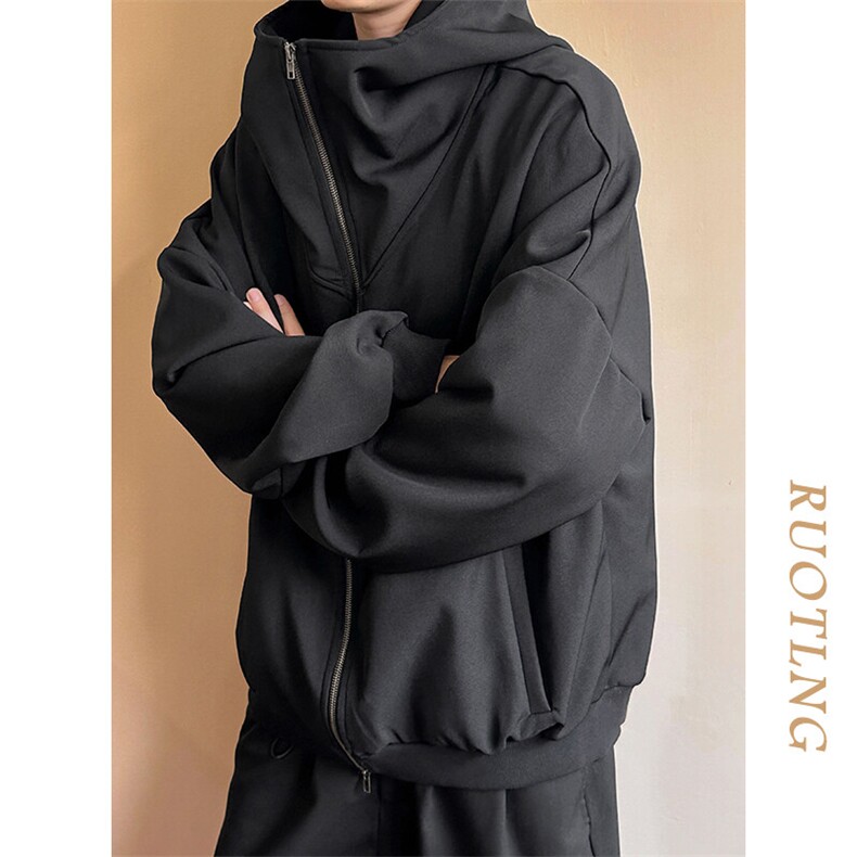现货-重磅连帽卫衣外套男纯色休闲百搭时尚开衫夹克AJ23055P88,男装夹克,电商A351