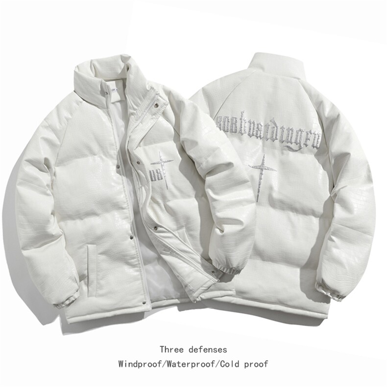 鳄鱼纹PU皮棉衣棉服面包服立领印花棉袄皮衣外套1611-P90量大有差,男装皮衣,星座207