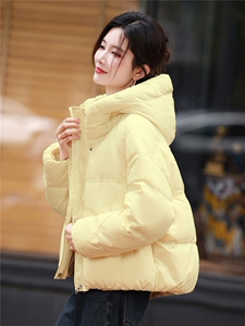 短款连帽羽绒服女2025年冬季新款小个子加厚保暖面包服白鸭绒外套图片