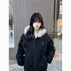 座山雕毛领连帽棉服男女冬季加厚保暖美式棉衣外套LRS3100-P90图片