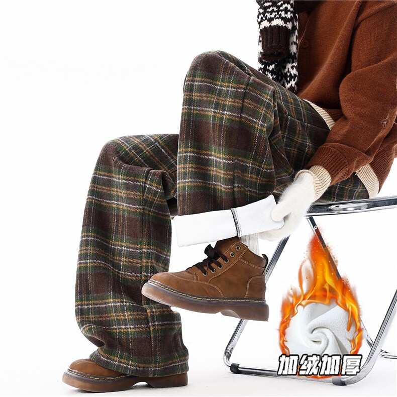K99140JR-P50特大码加绒加厚【一件过冬】格子裤休闲裤,男装卫衣,电商D232