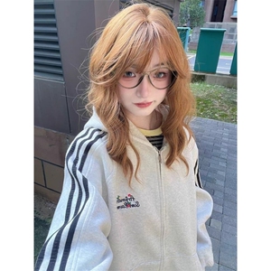 美式hiphop三条杠连帽开衫卫衣女秋冬季小众慵懒风情侣WY0016图片