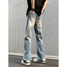 B221美式ins高街暗黑小众夏季重工艺破洞牛仔裤LK24178-P65控88，男装牛仔裤，电商B221