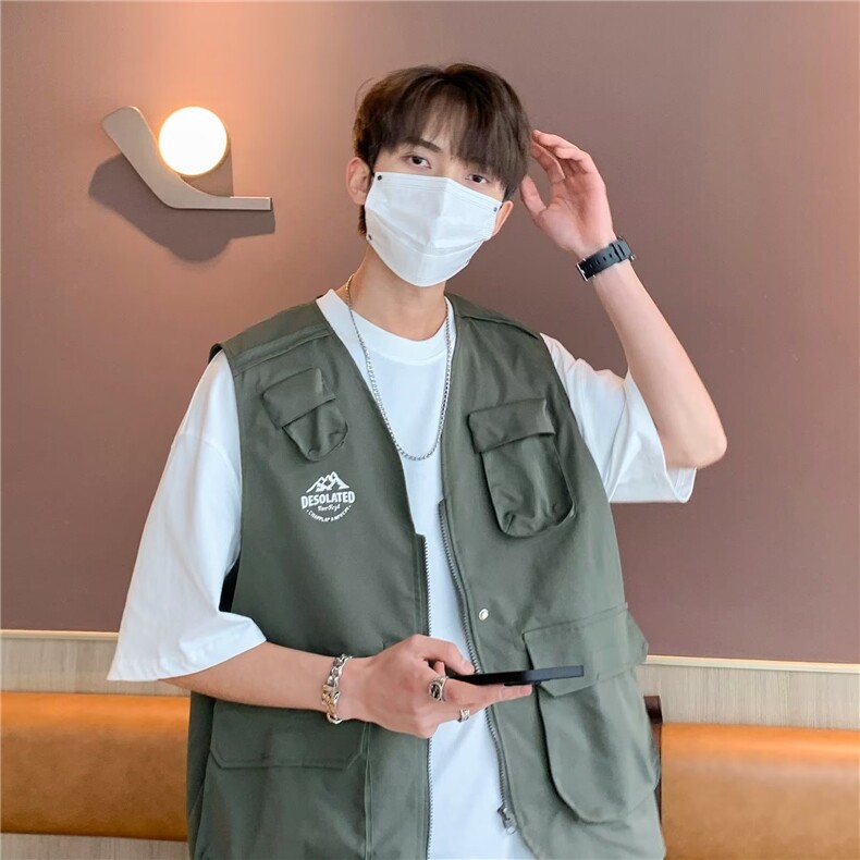 美式潮牌设计多口袋机能马甲男女高街嘻哈工装坎肩背心W4902-P37,男装背心/马甲,星座412-3