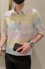 2023春季新款修身韩版男士休闲七分袖衬衣潮流中袖衬衫C06-P50，男装衬衫，电商B248