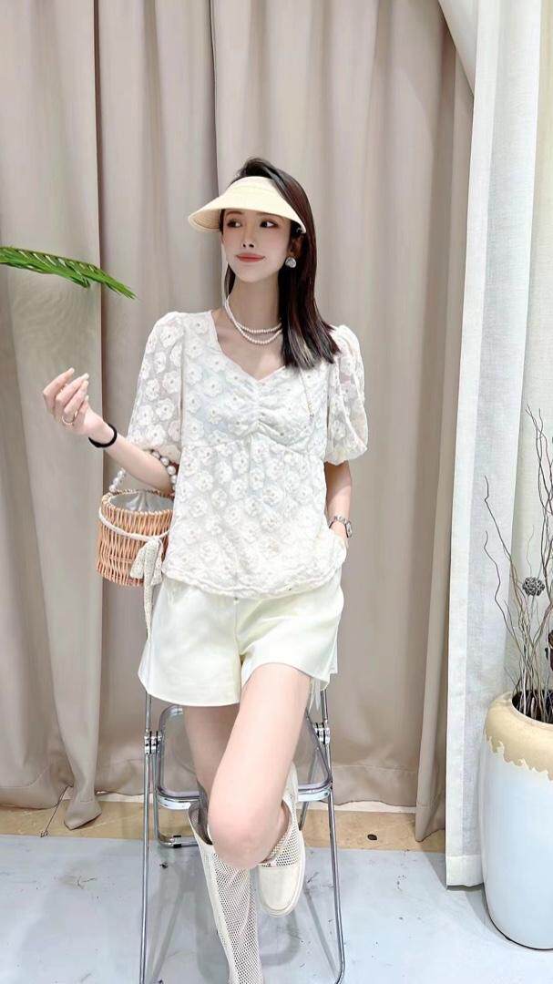 2022新款百搭夏装短袖蕾丝小衫，其它，泰靡(1F)