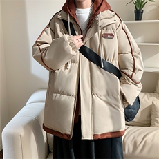 棉服男冬季港风假两件连帽休闲宽松学生棉服MD8888-P90(抖音勿上，男装棉衣，星座214-3
