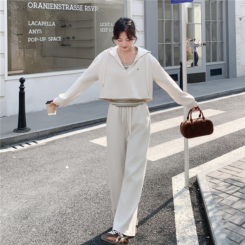 档口现货/条纹背心撞色连帽卫衣三件套套装2C233-902-P175-K288,女装套装/套裙,2C233