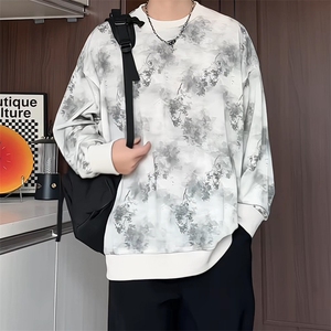 S2605/P35春装新款现货卫衣男新中式套头个性宽松大码T恤上衣图片
