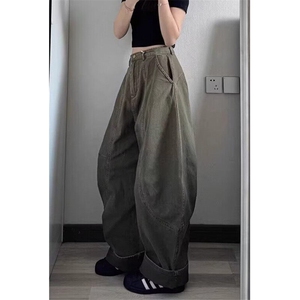 文艺潮流美式复古军绿色工装裤慵懒ins原宿日系新款简约 N6075图片