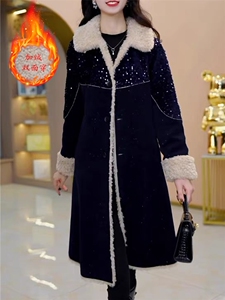 【大货已出】双面穿时尚雪尼尔绒加厚外套女新款显瘦减龄大衣图片