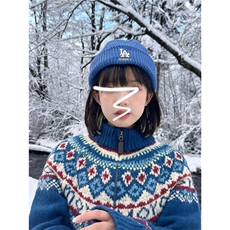 费尔岛拉链慵懒风蓝色毛衣外套女秋冬季2025新款复古针织开衫上衣，男装针织衫/毛衣，星座506A