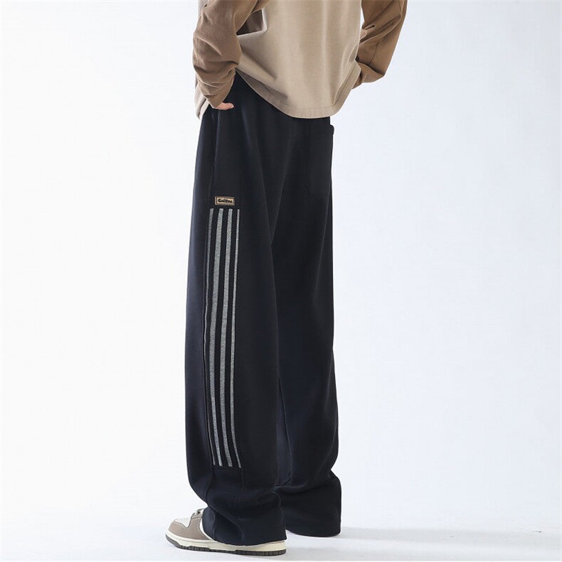 55%棉45%涤纶YK86019-P40三条杠拼接运动裤320g重磅针织卫裤男,男装休闲裤,电商A086-1