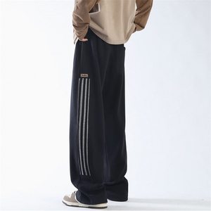 55%棉 45%涤纶 YK86019-P40三条杠拼接运动裤320g重磅针织卫裤男图片