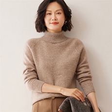2025秋冬新款35%山羊绒女士7针花纱插肩高领羊绒衫，女装羊绒衫，拓驰羊绒