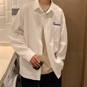 秋冬季长袖衬衫男肌理感衬衣外套痞帅复古港风高级感男装2025图片