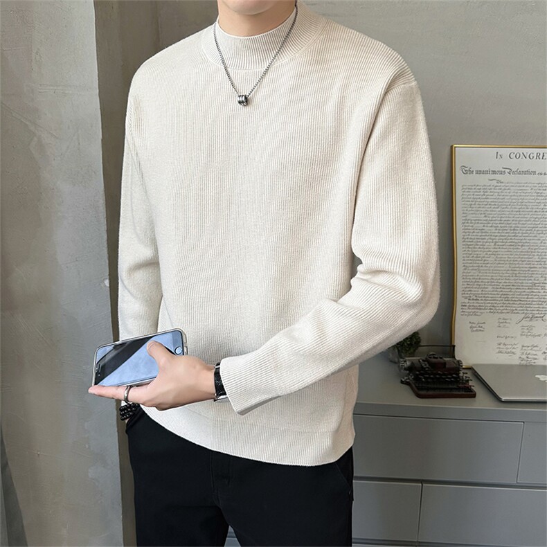 店主风秋季新款套头半高领毛衣针织衫男加厚打底衫B338-6231-P65，男装T恤，电商B338