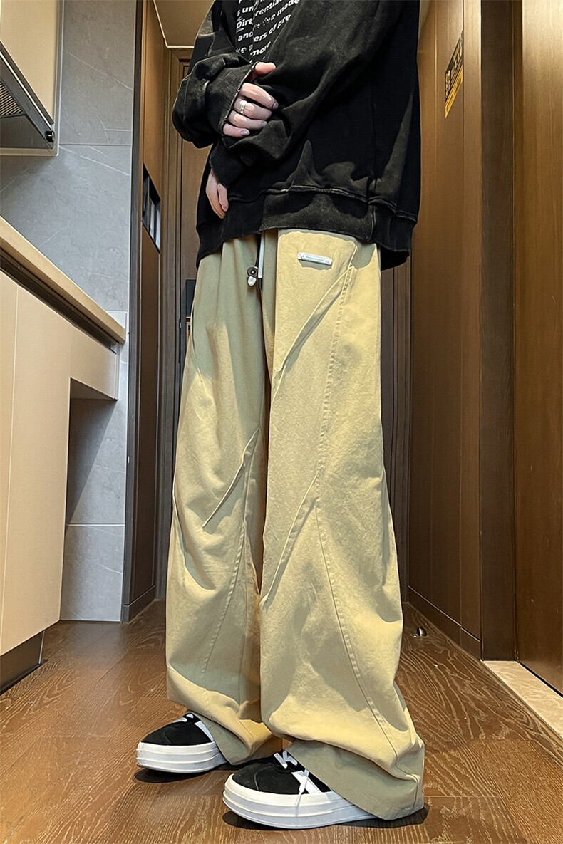 8XL-M休闲裤男日系潮牌拼接宽松阔腿裤直通工装裤K9103P68控88,男装工装外套,电商D206-1
