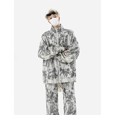 8XL-M超大码加绒加厚保暖扎染休闲套装TZ104-P98控118，男装休闲套装，电商D206-1