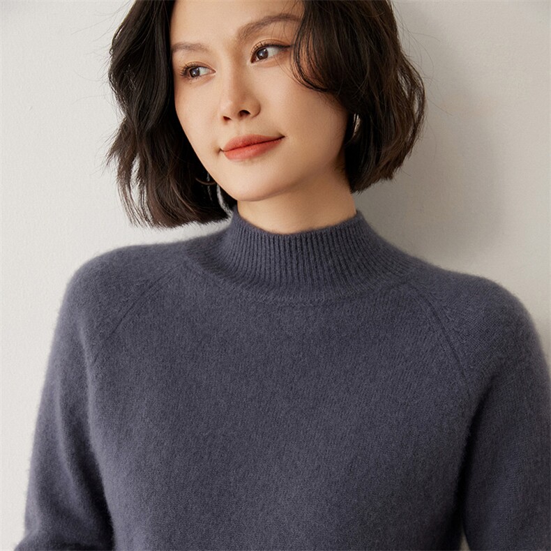 时尚保暖半高领羊绒衫优雅显瘦百搭必备,女装羊绒衫,米琪莲羊绒