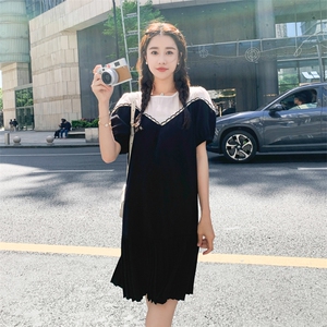 182-8396-P115-K168--法式拼接撞色连衣裙,女装连衣裙,帛香坊