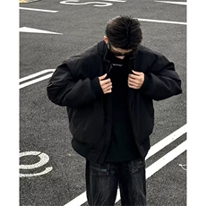 抖音得物美式潮休闲夹克春季立领纯色复古工装加厚棉服外套AMY02，男装夹克，电商A443