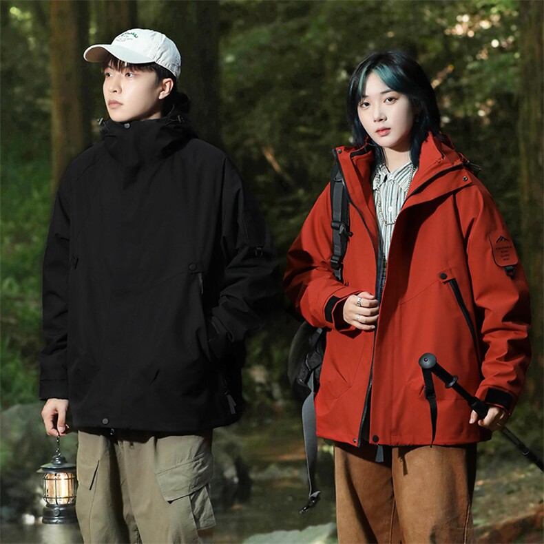 三合一情侣冲锋衣男石墨烯内里户外三防摇粒绒冲锋夹克-P128图片