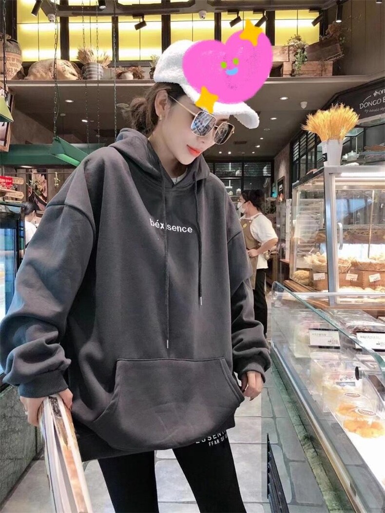 刺绣小字母加绒卫衣，女装卫衣/绒衫，一杭