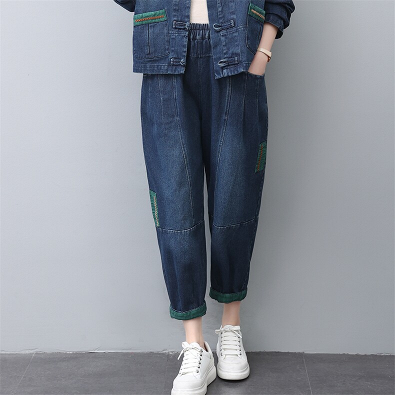 时尚宽松高腰牛仔裤女新款显瘦百搭休闲长裤潮，女装牛仔裤，叶笙衣