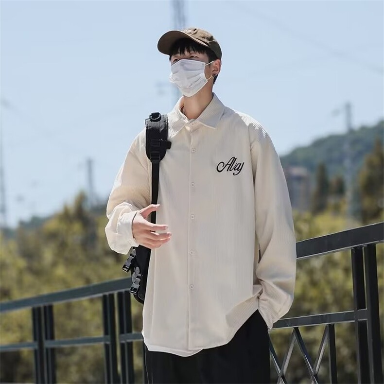雅痞风长袖衬衫男高级感春秋日系复古高中生潮牌HY05-P40,男装衬衫,星座1109-3