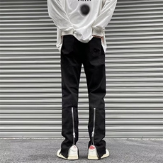 美式高街牛仔裤男韩版潮裤脚拉链开衩2023冬季ins长裤RK1243-P51，男装牛仔裤，星座412-3