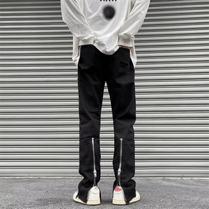 美式高街牛仔裤男韩版潮裤脚拉链开衩2023冬季ins长裤RK1243-P51图片