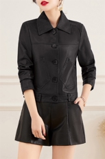皮衣外套女2023年春季新款水洗皮机车服显瘦pu皮夹克韩版短外套潮，女装皮衣，江南女神