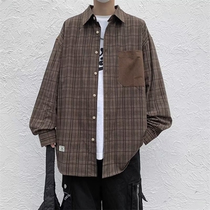格纹长袖衬衫男女春秋宽松百搭休闲衬衣上衣服CS870-P30