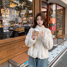 现大货仿水貂绒皮毛一体外套2611P205K308，女装皮草，2C029