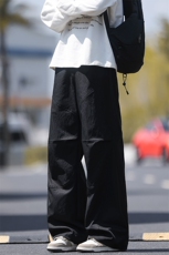 秋季新款大理石纹褶皱休闲大码微喇伞兵工装裤男K24001-特P42控79，男装工装外套，电商A001