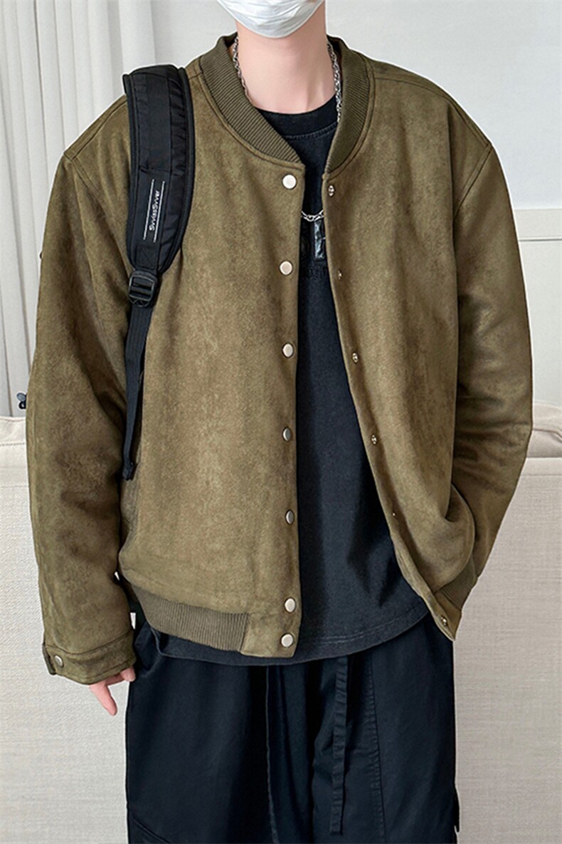 2024鹿皮绒夹克外套棒球服加棉棉服A351-AJ2511-P105加棉,男装夹克,电商A351