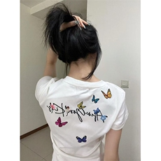 H0884-P35前后刺绣后包领修身显瘦短袖T恤女，女装T恤，星座617A-2