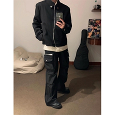 【有货】黑色垫肩短款西装外套男高级感痞帅行政夹克Y160LL-特P60，男装夹克，星座1007（原301D）
