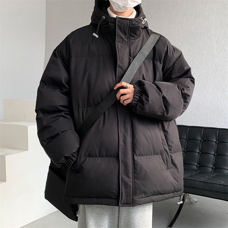 新款冬季日系简约保暖加厚连帽抽绳休闲宽松棉衣外套男MY9086-P90,男装棉衣,电商A128